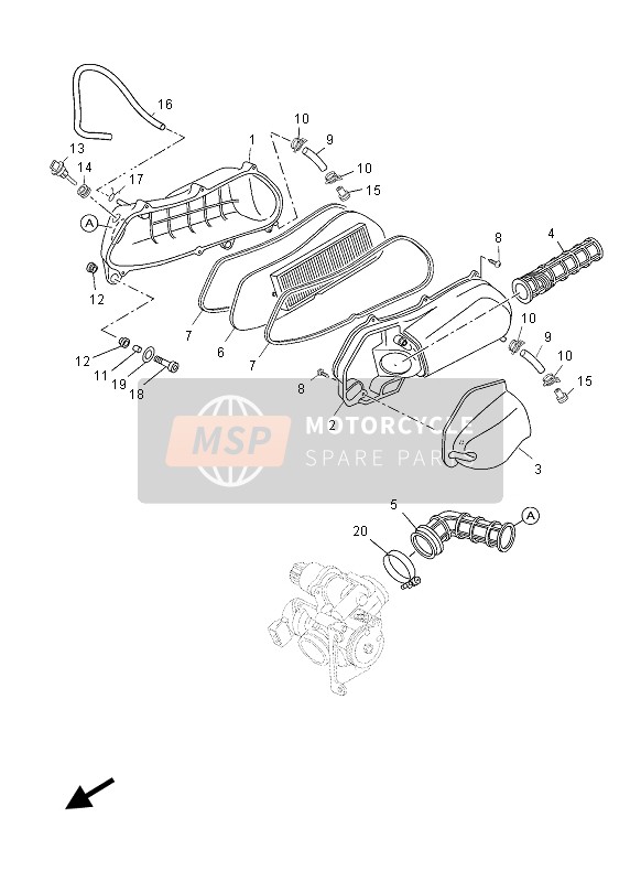 Yamaha YP125RA 2013 Intake 2 for a 2013 Yamaha YP125RA